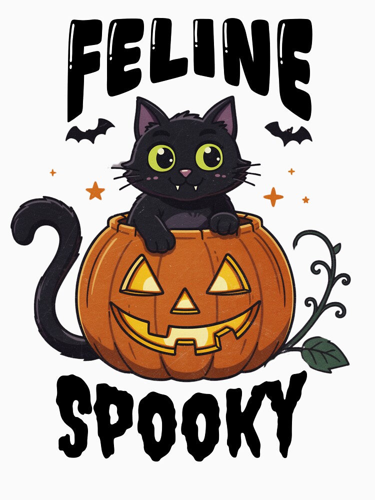Cute Chubby Cat Feline Halloween on Pumpkin – Adorable Spooky Kitty Halloween Costume and Fall Season Design by Zenith-Co