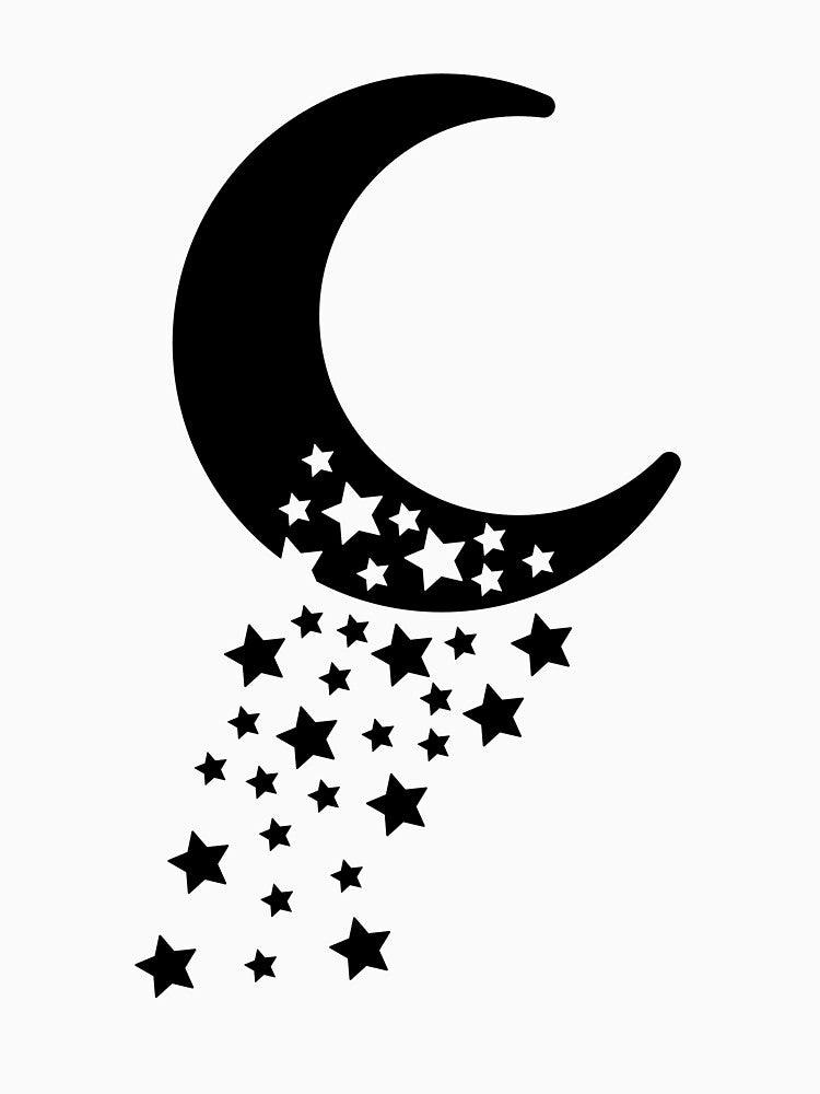 Moon & Stars Design - Crescent Moon with Stars Silhouette by gjsart