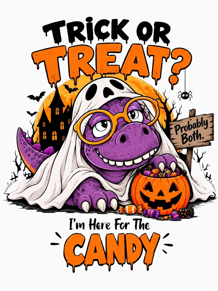 Funny Halloween Dinosaur Trick or Treat Candy by PIXENTRA