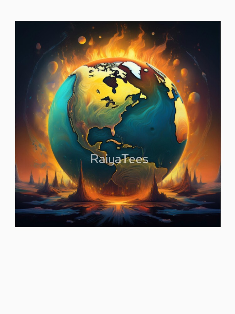 Earth Ablaze - Fiery Planet Art by RaiyaTees