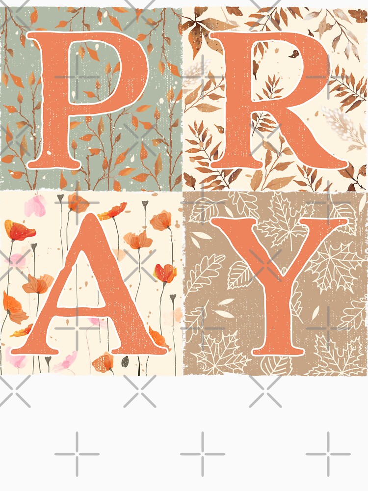 Fall Floral Patchwork Pray, Boho Flower, Christian Jesus Clipart Faith by godleo