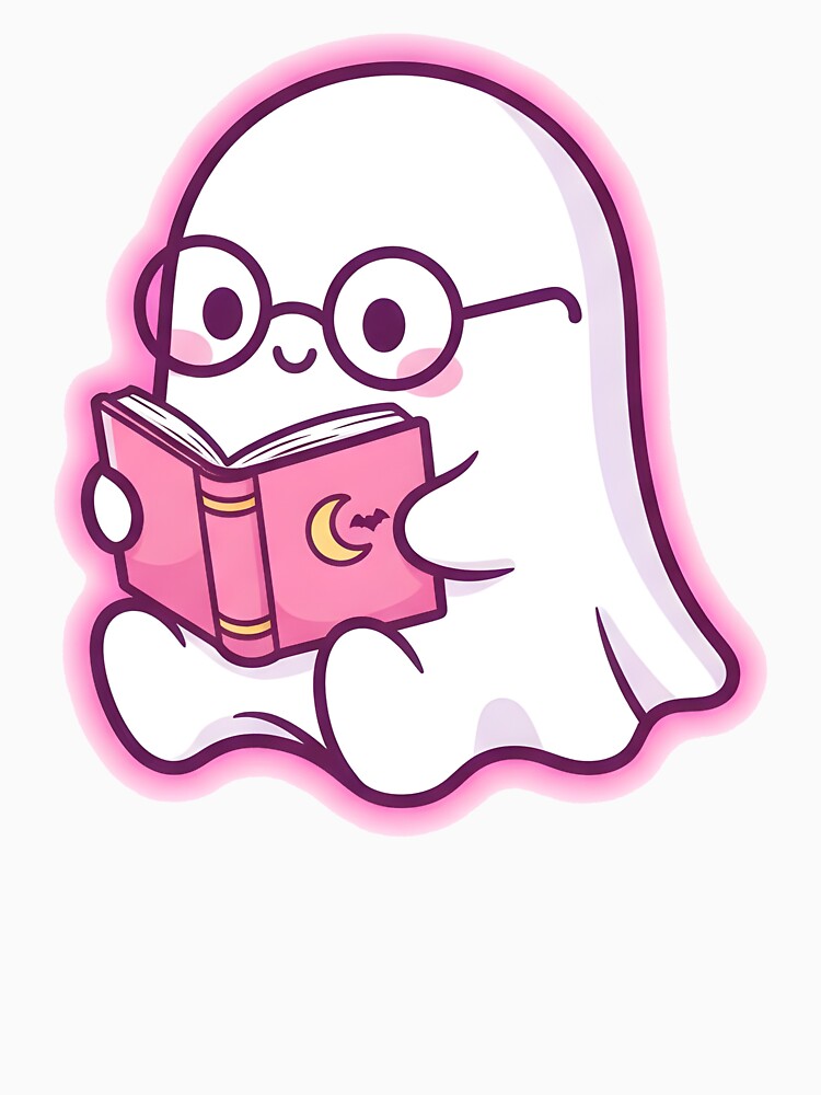 Kawaii Ghost Reading Book – Cute Spooky Academic Design by DamianRoy88