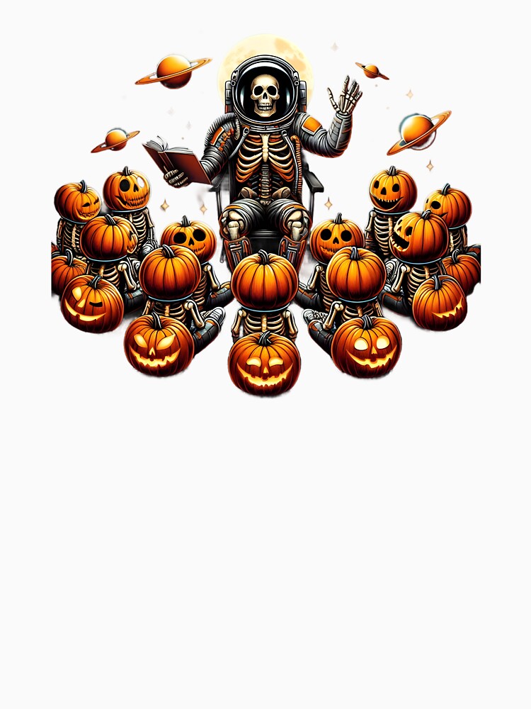 Astronaut Teacher Halloween Skeleton Teaching Pumpkin in Space by clothesy7