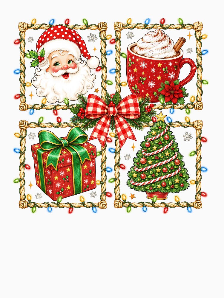 Vintage Santa Hot Cocoa Christmas Tree Holiday Collage by varin-studio