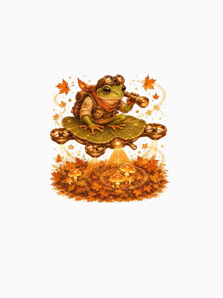 Tech Frog Piloting Drone Lily Pad Steampunk Autumn by AQUILAKREO