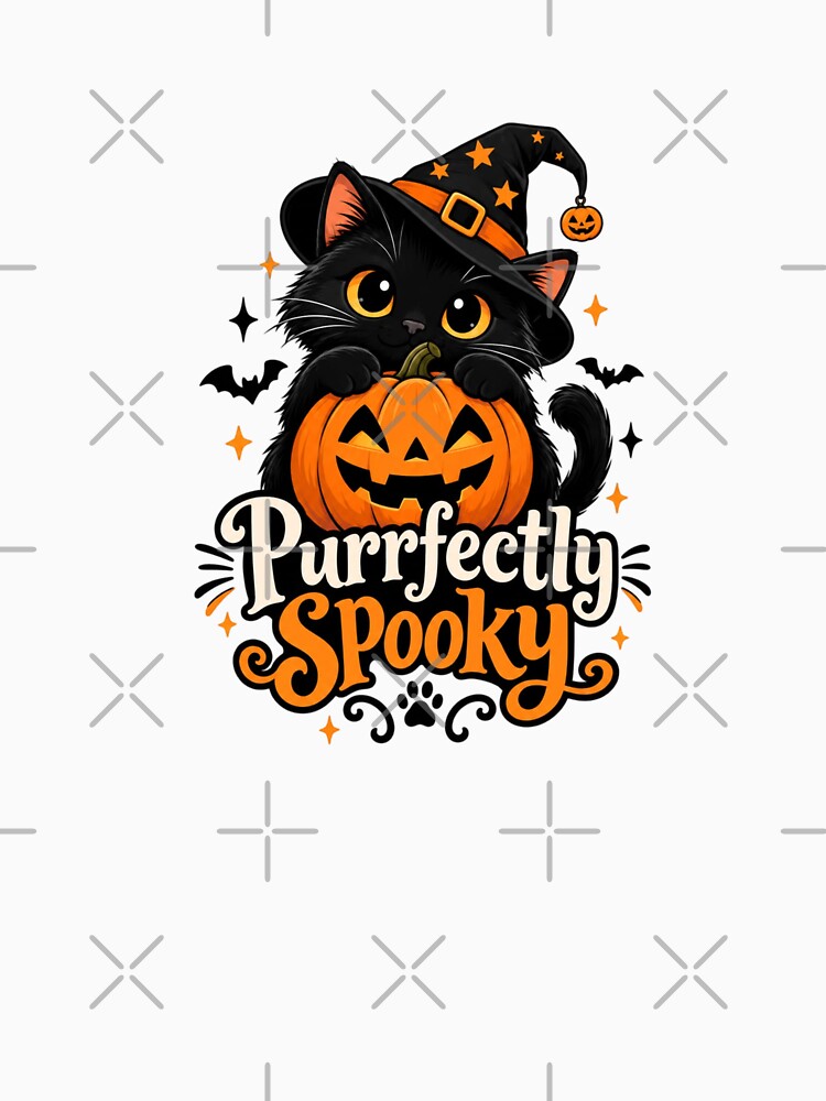 Purrfectly Spooky Black Cat Pumpkin Halloween by Sanika arts