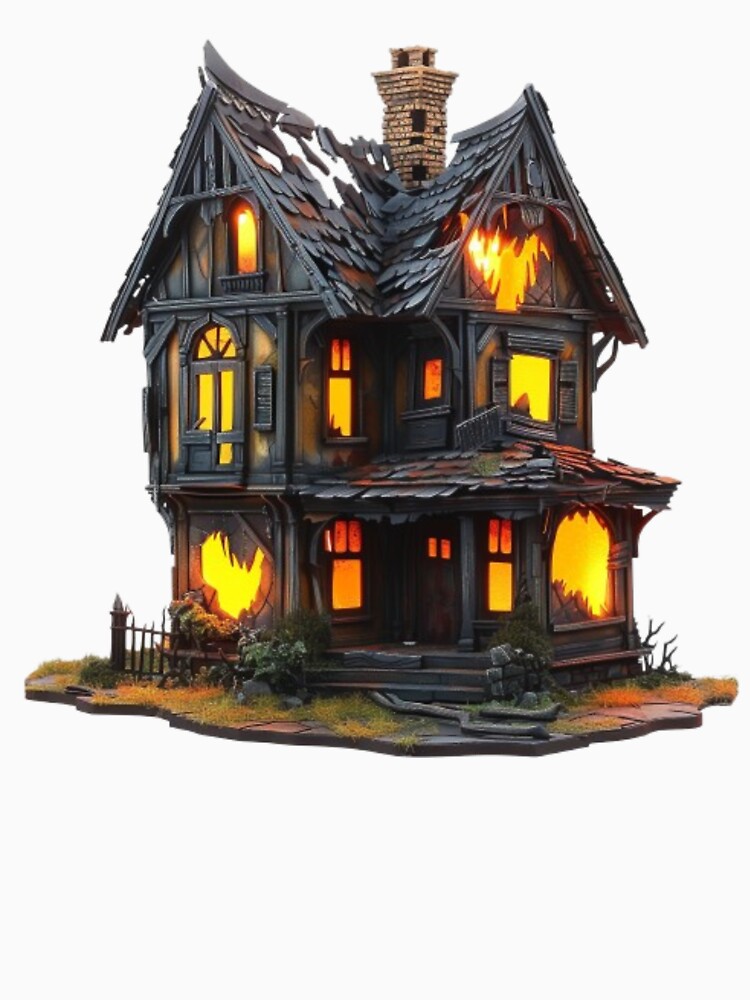 Haunted Halloween House – Spooky Haunted Mansion with Glowing Windows by AlexLineArt