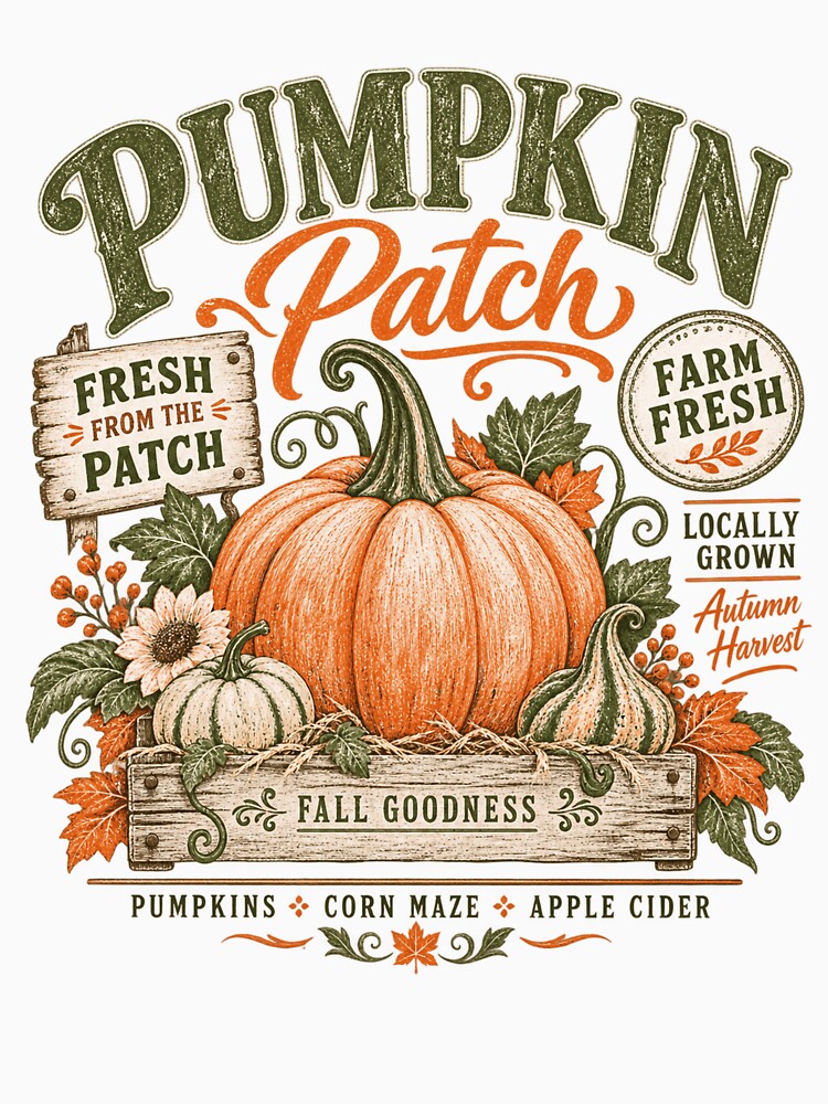 Vintage Rustic Pumpkin Patch Autumn Harvest Farm Fresh Design by SmithOscarShop