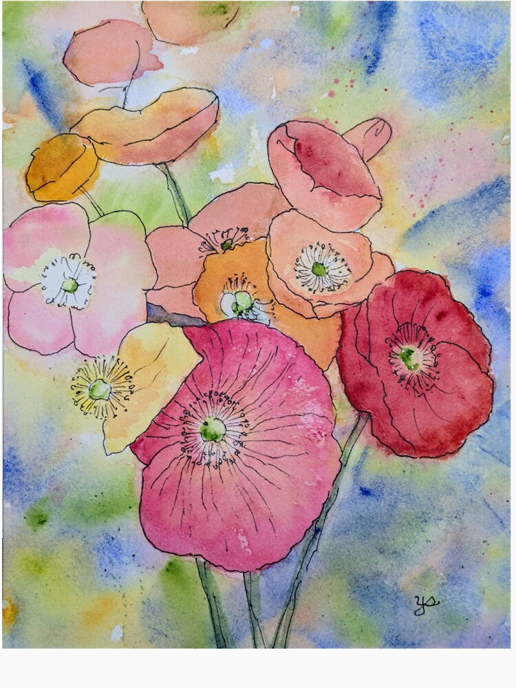 Joyful bouquet of poppies by YaelSelaArt
