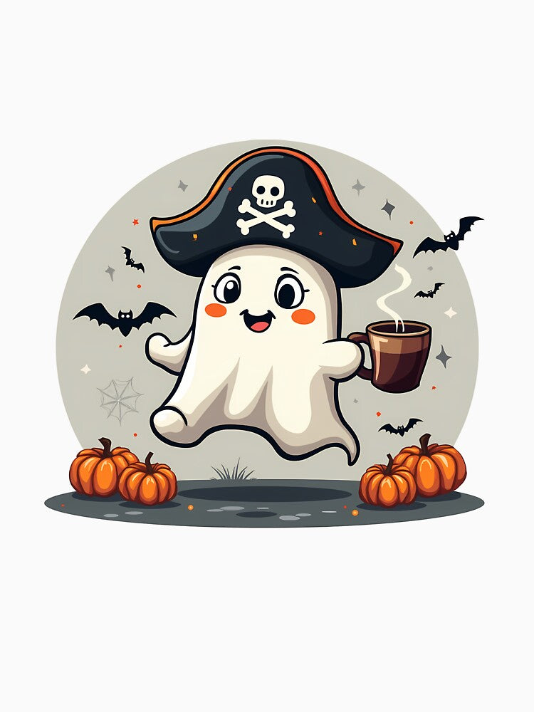 Pirate Ghost Coffee Vibes | Dead Tired, Need My Brew Halloween Design by D3monic