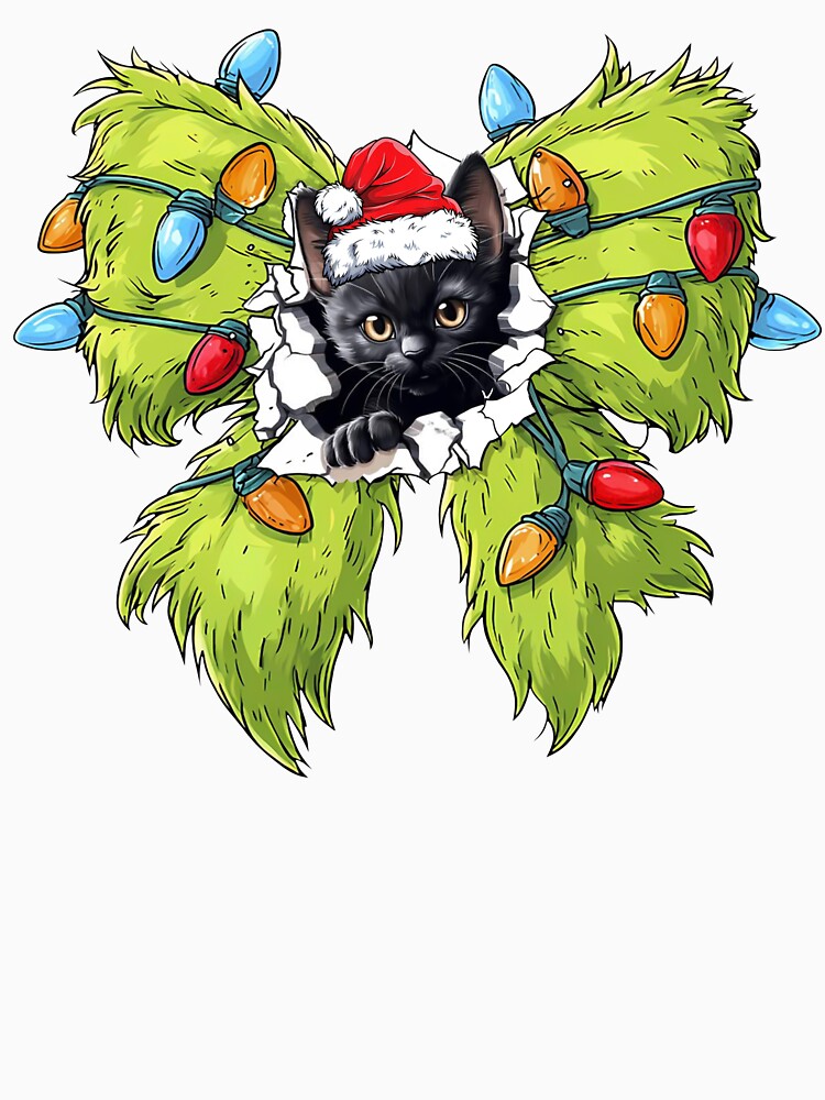 Coquette Bow Elf and Black Cat Christmas Lights by AnitaBice