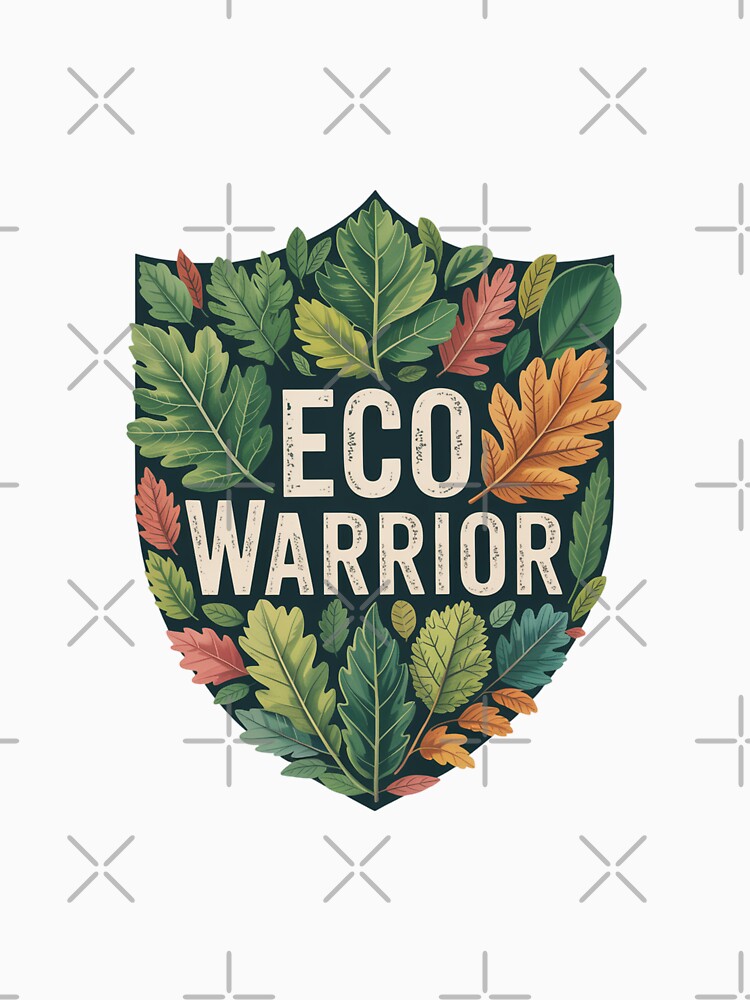 Eco Warrior Leaf Shield – Botanical Green Activism, Nature Conservation Design by NewAspect