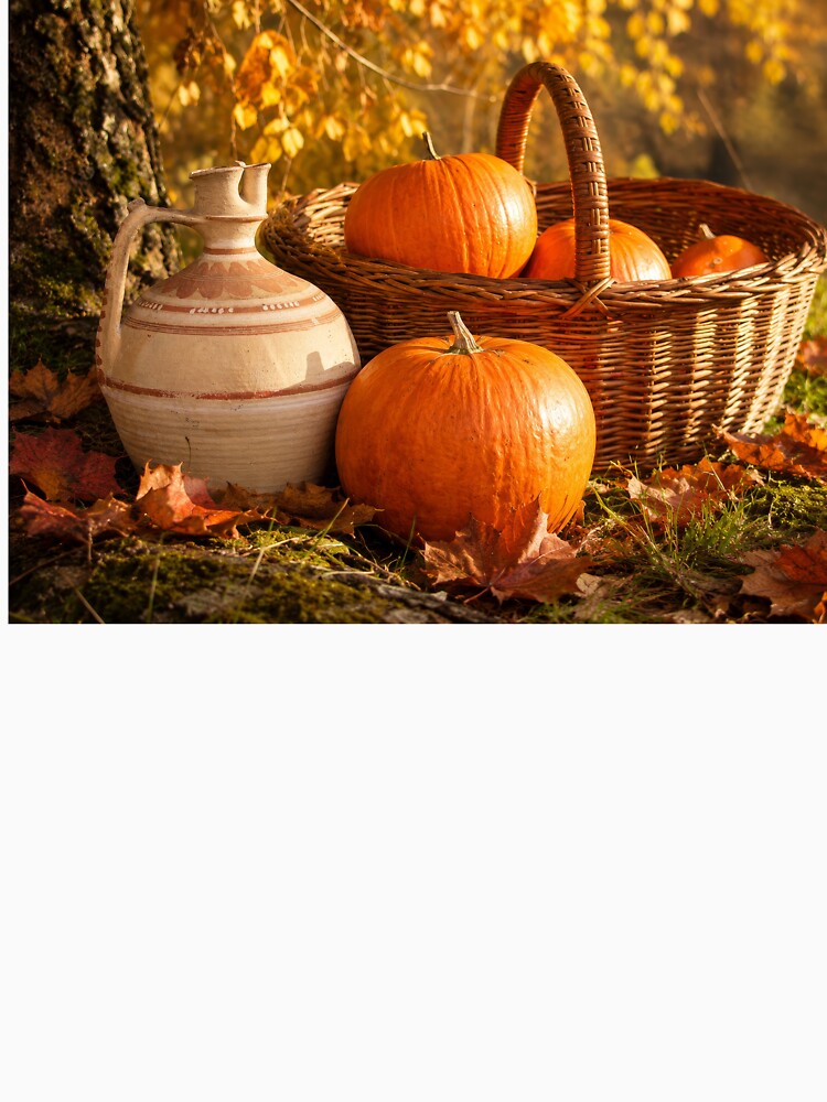 Autumn Pumpkins in Rustic Basket by DansCreations42