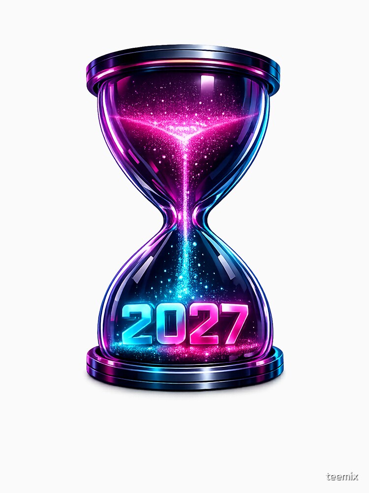 Neon Hourglass 2027 in Motion - Futuristic Cyberpunk Time Art by teemix
