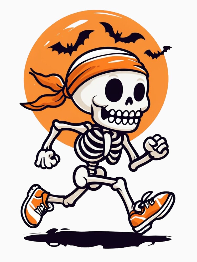 Playful Cartoon Skeleton Running with Halloween Vibes by RuweisVibes