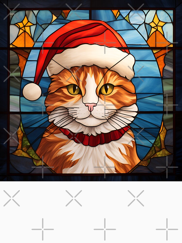 adorable holiday stained glass christmas cat by dcrc