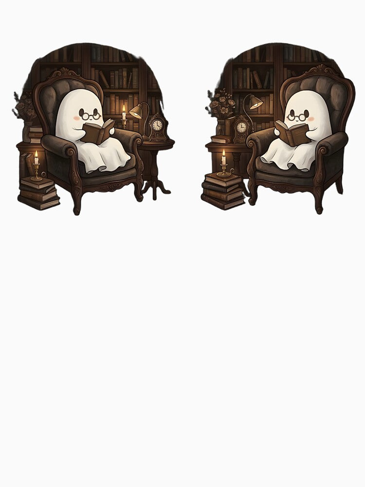 Cute Ghost Reading Book Dark Academia Vintage Library Aesthetic by MCV-Designs