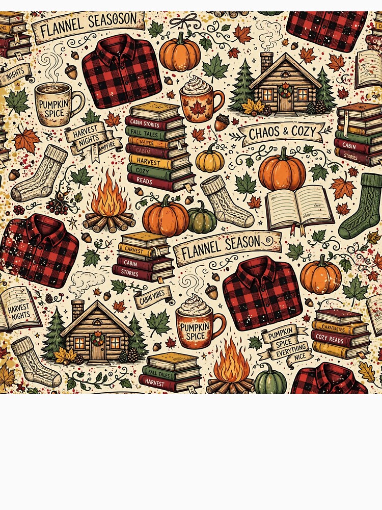 Flannel Season Chaos And Cozy Fall Pattern Pumpkin Spice Cabin Books Autumn by Yellowriversss