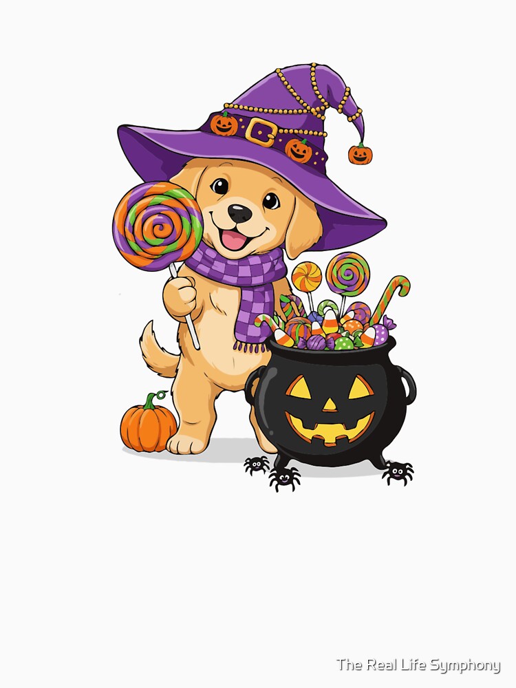 Magical Howl-oween Golden Retriever| Cute Halloween Dog Art by The Real Life Symphony