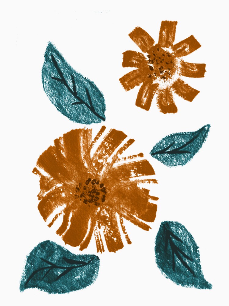 Burnt Velvet Petals Mid Century Modern Botanical Art by Kraalikaart