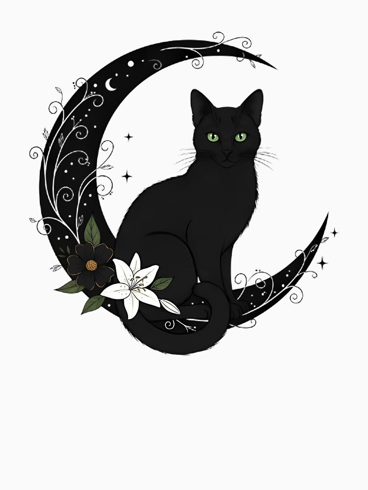 Moon Garden Black Cat by IllumeInk