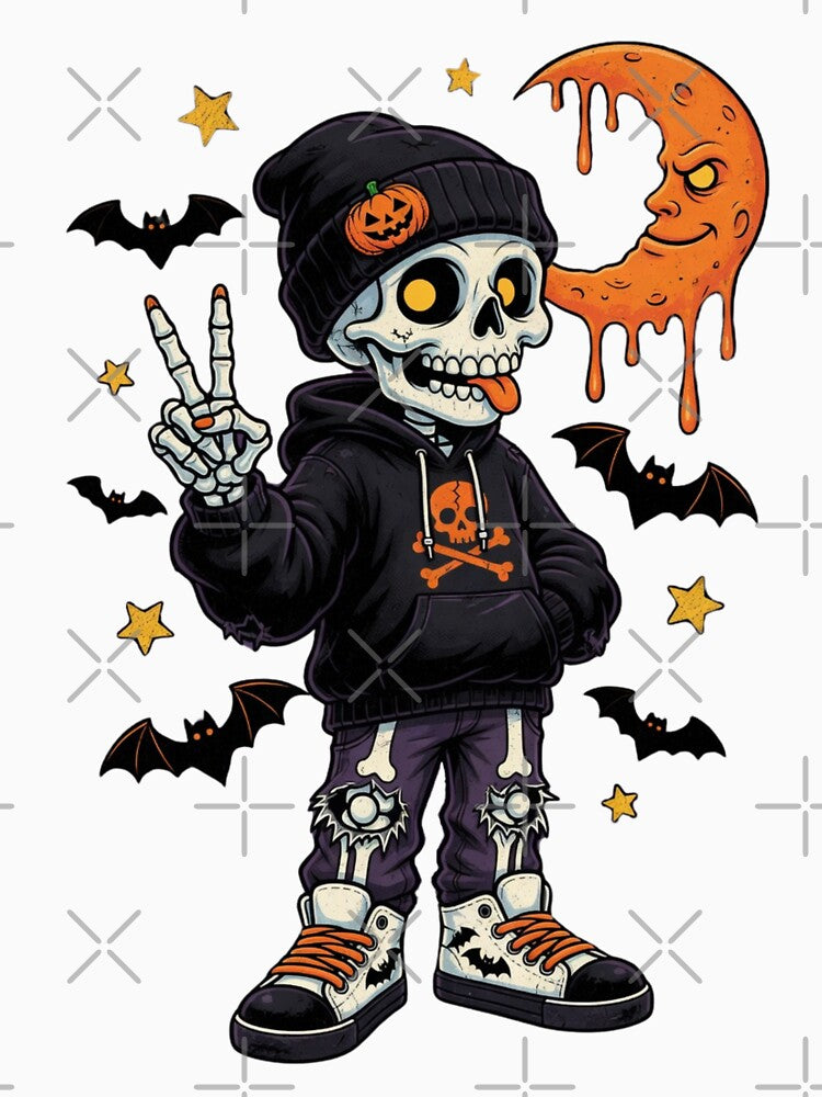 Cool Skeleton Boy Streetwear Halloween Spooky Season by CF_VintageDesign