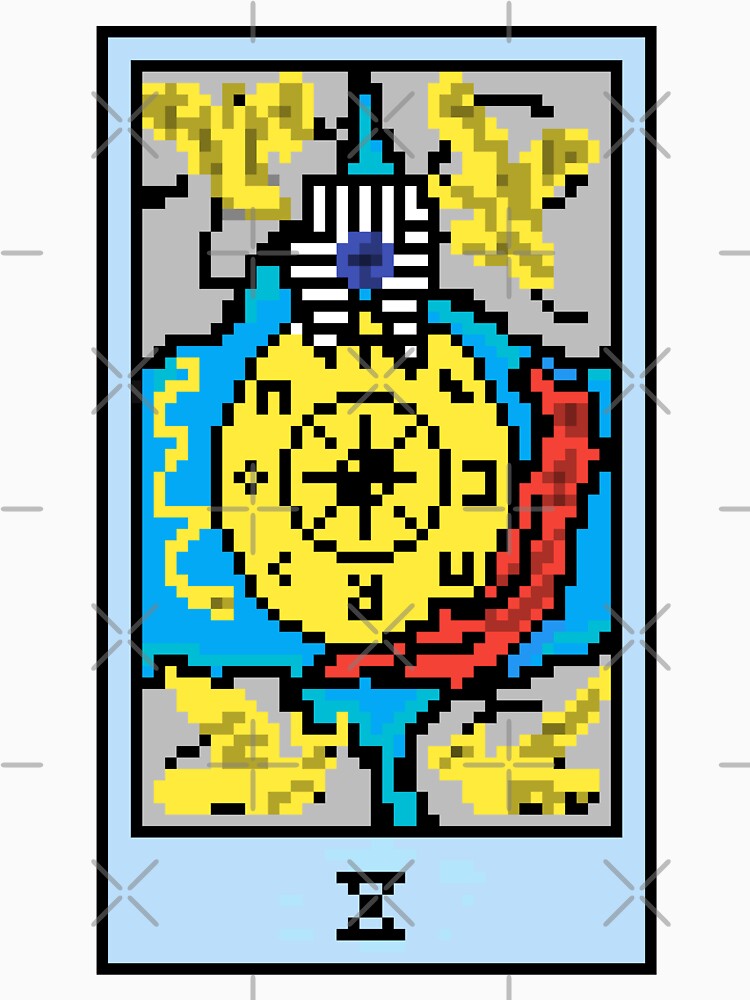 Wait, is this pixel art tarot? Yellow - Major Arcana 'Wheel of Fortune' (Design for T-shirt, stickers and other accessories) by Pixel Waite