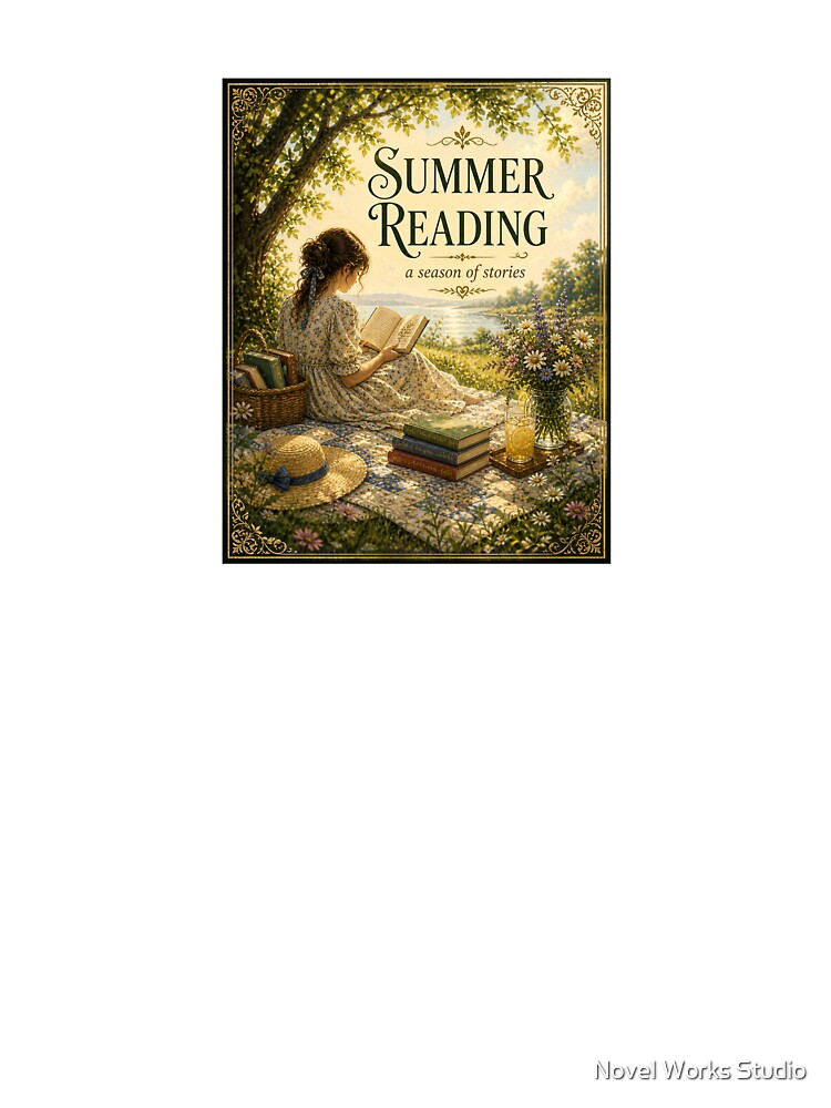 Summer Reading A Season of Stories Cozy Book Lover Art Print Picnic Reading Scene by Novel Works Studio