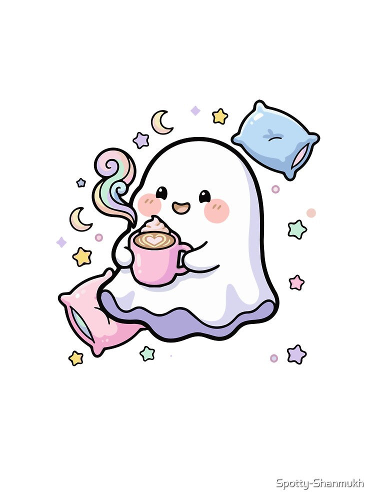 Cute Ghost with Pastel Latte by Spotty-Shanmukh