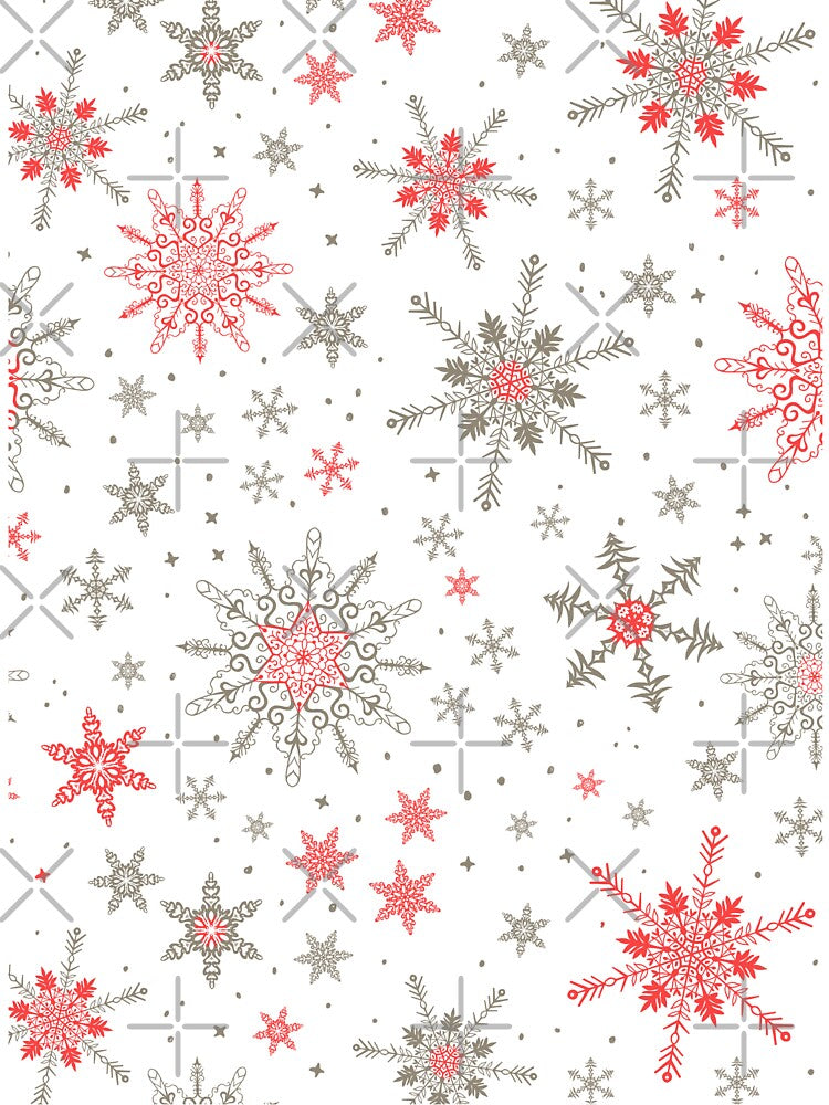 Beige and Red Snowflakes Christmas Pattern by AgnieshkaSiwek
