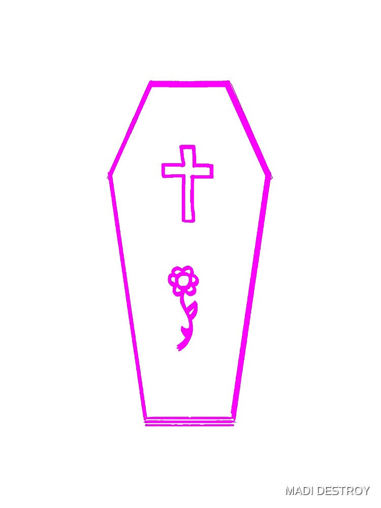 MADI DESTROY White Logo Pastel Goth Casket Flower Design Hot Pink by MADI DESTROY