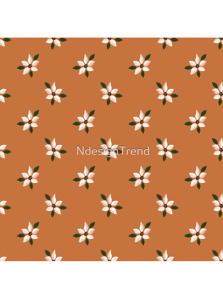 Elegant White Winter Flower Orange Pattern by NdesignTrend
