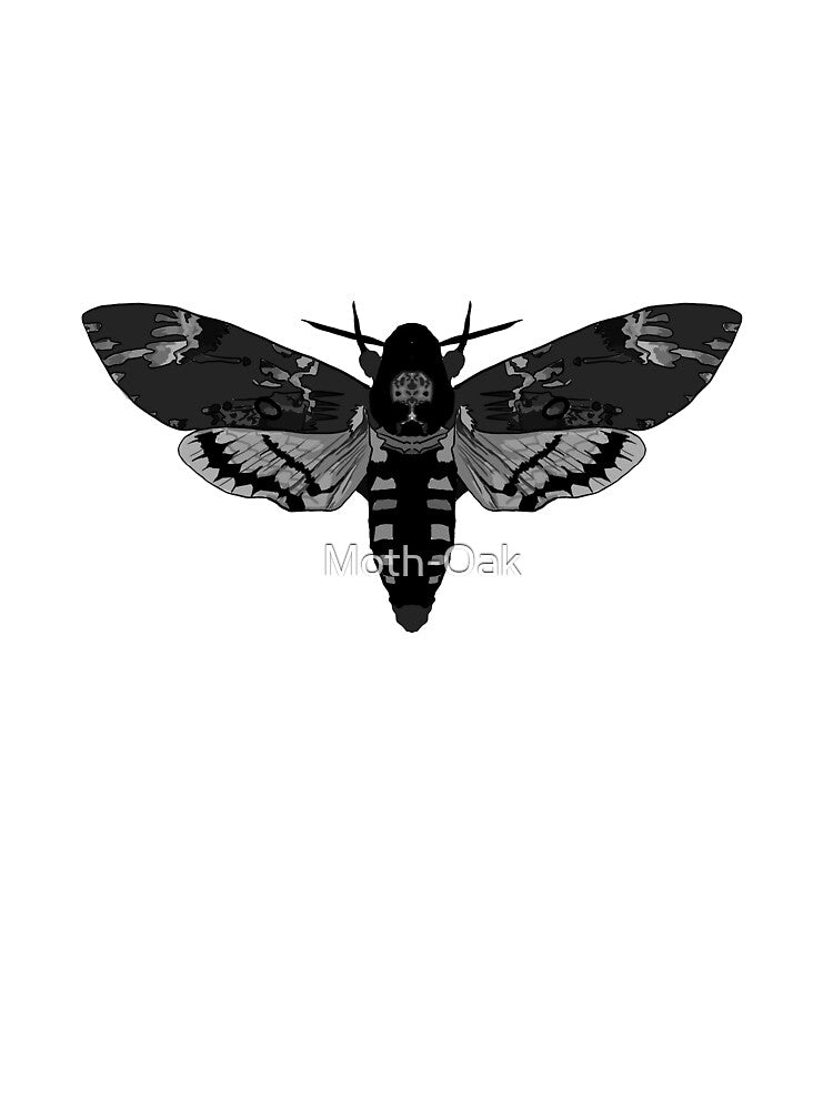 grey scale detailed death hawk moth by Moth-Oak