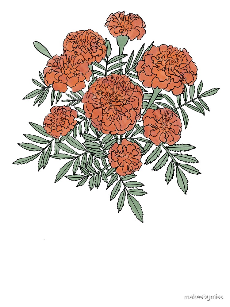 Watercolor Marigold Fall Flowers by makesbymiss