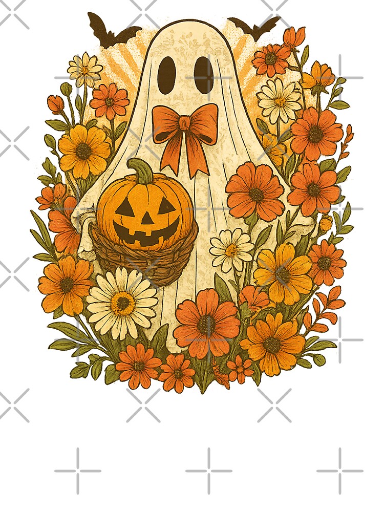 Retro floral ghost halloween png｜lace ghost shirts｜halloween retro floral png｜floral halloween png designs｜halloween ghost floral png｜Falls by PixelBlooming