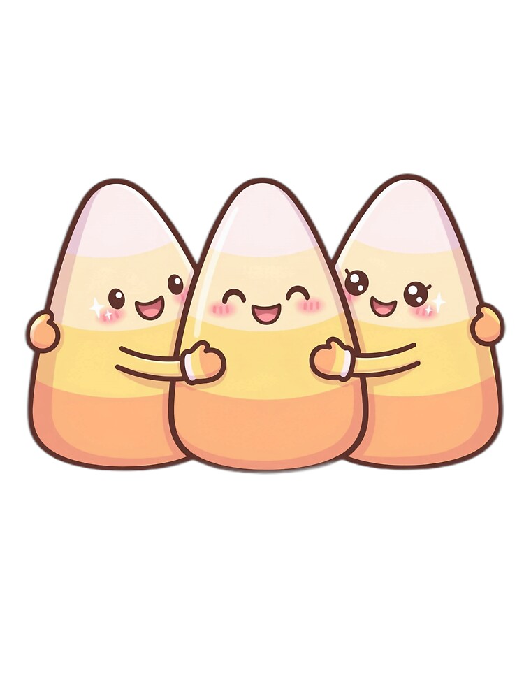 Kawaii Candy Corn Trio Cute Halloween PNG by Worn and Witty
