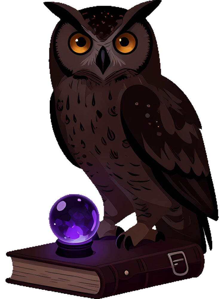 Gothic Great Horned Owl with Crystal Ball by IllumeInk