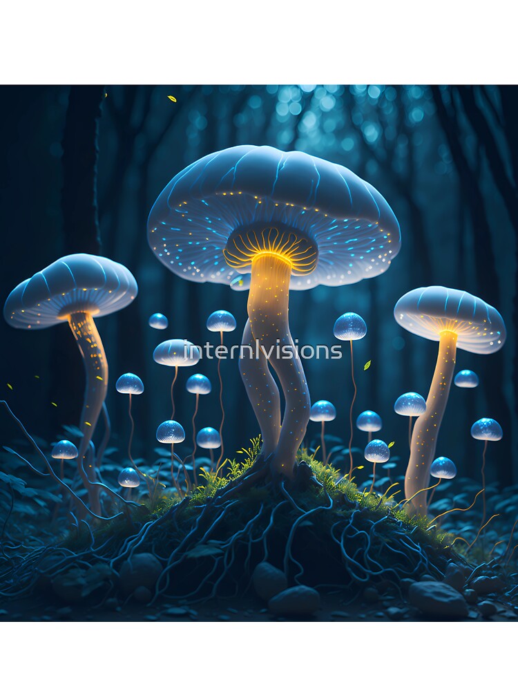 Mushroom Magic Forest Night Glow - Mushrooms by internlvisions