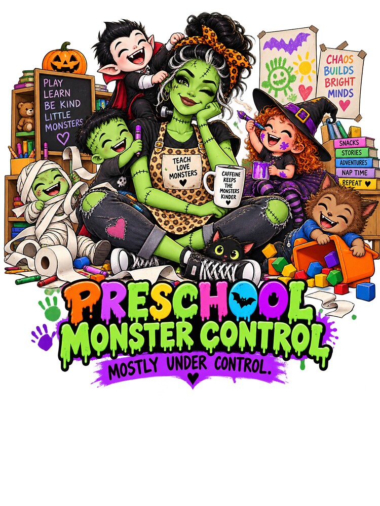 Funny Frankenstein Preschool Teacher – Monster Control by EwelinaBa