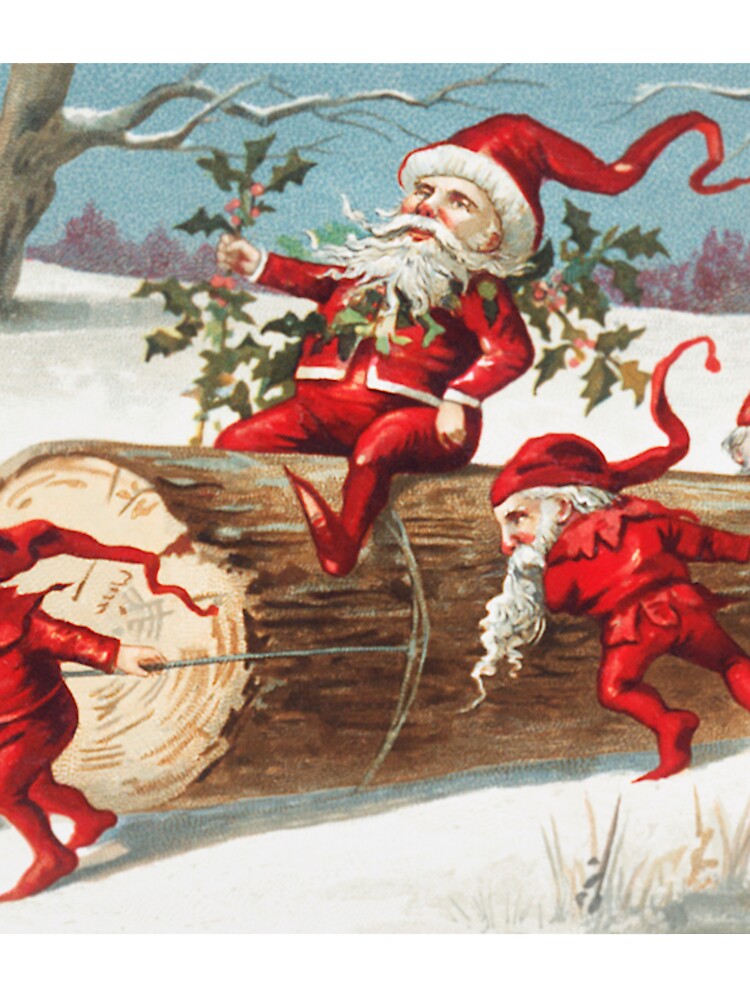 Santa elves sliding on a log by L. Prang & Co by Designedbysm