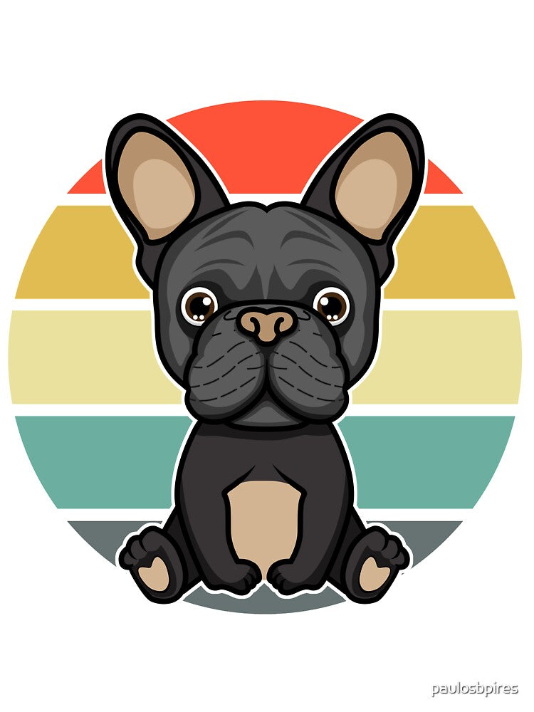 French Bulldog Black Retro Sunset Circle by paulosbpires