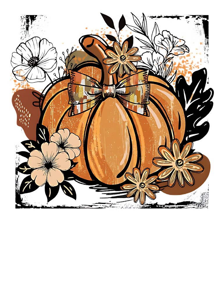 Rustic Pumpkin with Flowers Shirt – Fall Aesthetic Autumn Tee by Herield