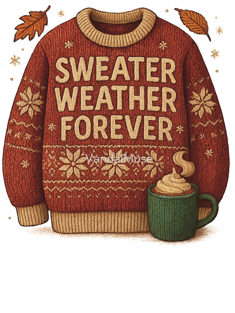 Sweater Weather Forever – Cozy Knit Texture Fall Winter T-Shirt by VandalMuse