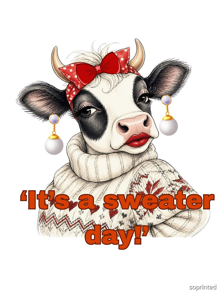 Sweater Weather Cow - T Shirt and Accessories by soprinted