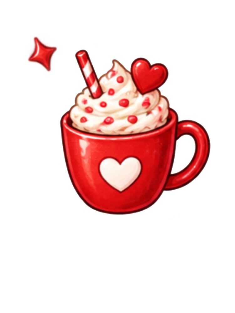 Cute Red Valentine Coffee Cup – Sweetheart Whipped Cream by Kiralemon