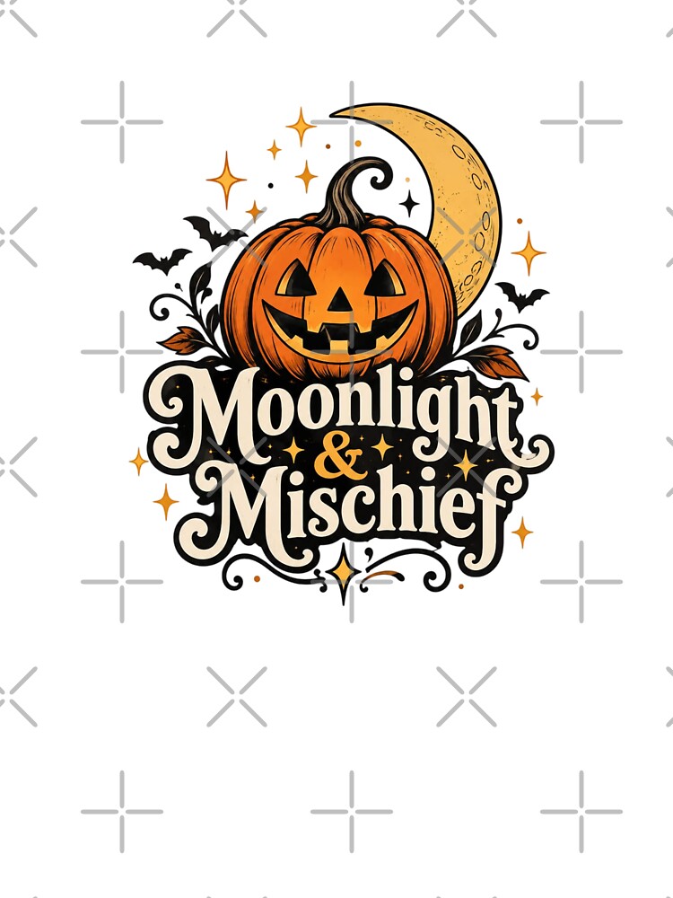Moonlight & Mischief Retro Halloween Pumpkin Crescent Moon Vintage Spooky Design by Sanika arts