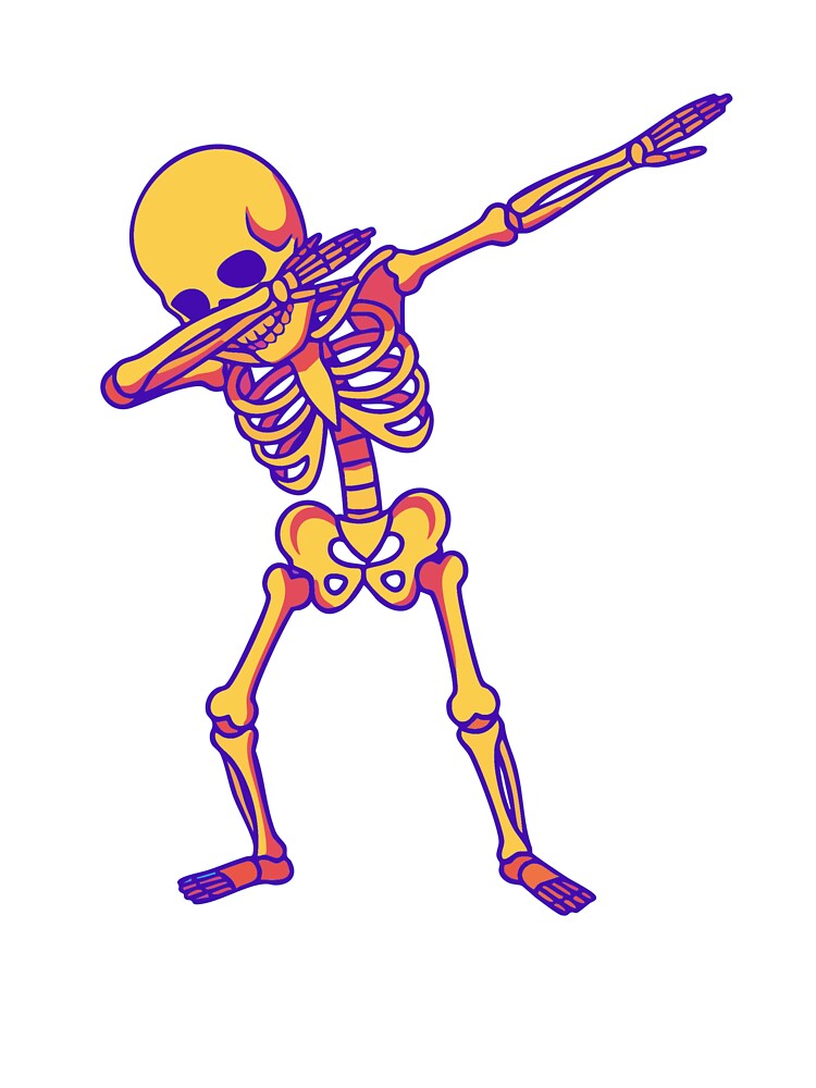 Dabbing Skeleton Funny Halloween Meme Illustration by Horrify