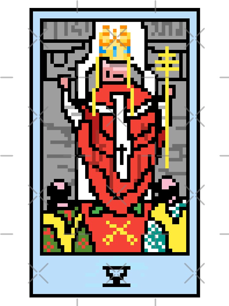 Wait, is this pixel art tarot? White - Major Arcana 'The Hierophant' (Design for T-shirt, stickers and other accessories) by Pixel Waite