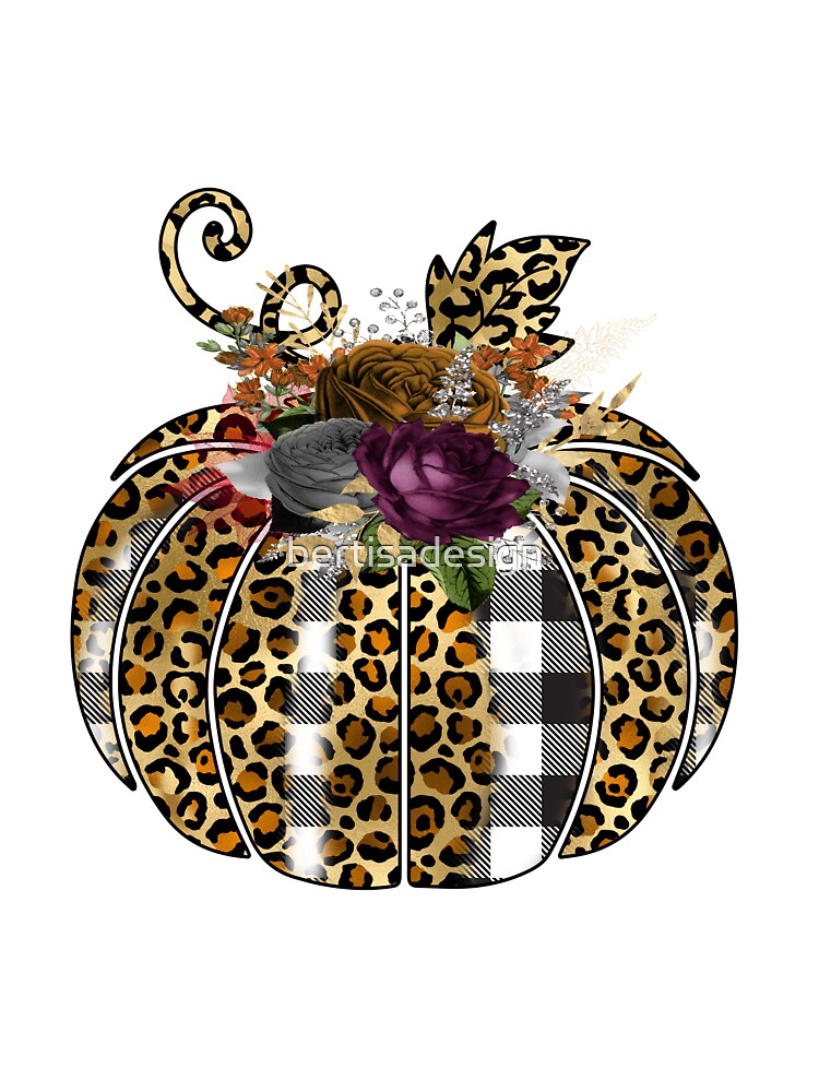 Floral Leopard Plaid Fall Pumpkin by bertisadesign