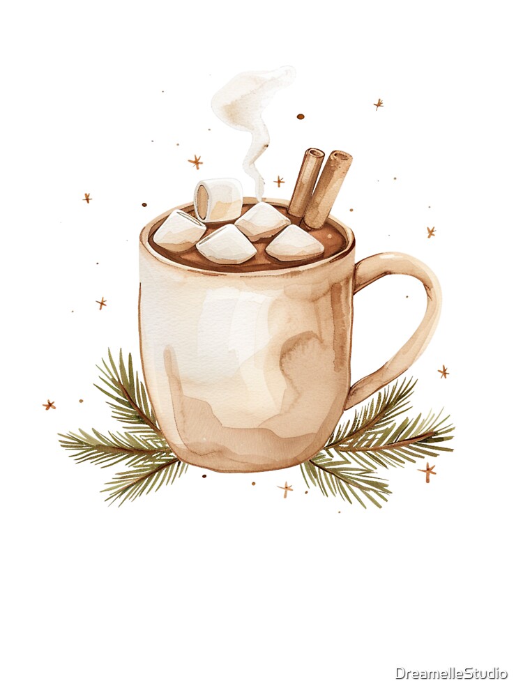 Cozy Cocoa Mug Hygge Christmas Winter Art by DreamelleStudio